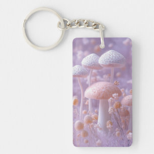 Ethereal Plush Mushroom Garden,Soft Pastel Fantasy Keychain