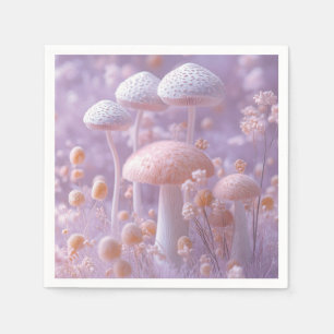 Ethereal Plush Mushroom Garden,Soft Pastel Fantasy Napkin