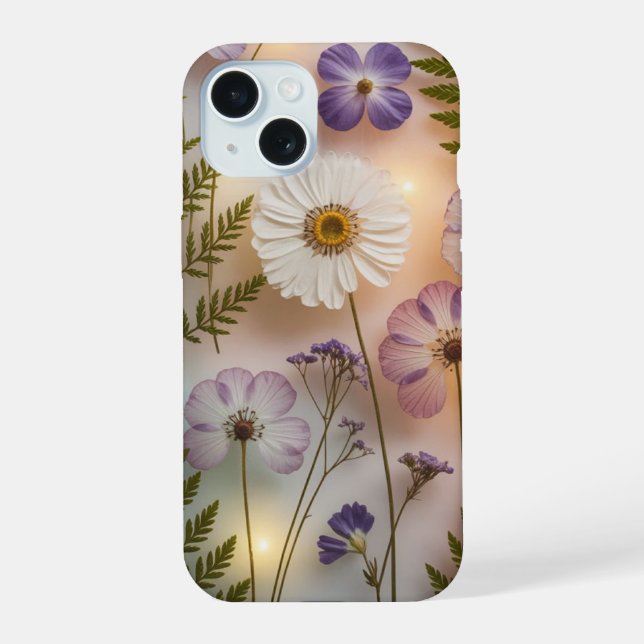 Ethereal Pressed Flower Garden iPhone 15 Case (Back)