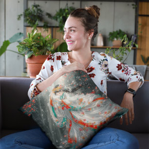 Ethereal Princess in a Fantasy Garden Throw Pillow