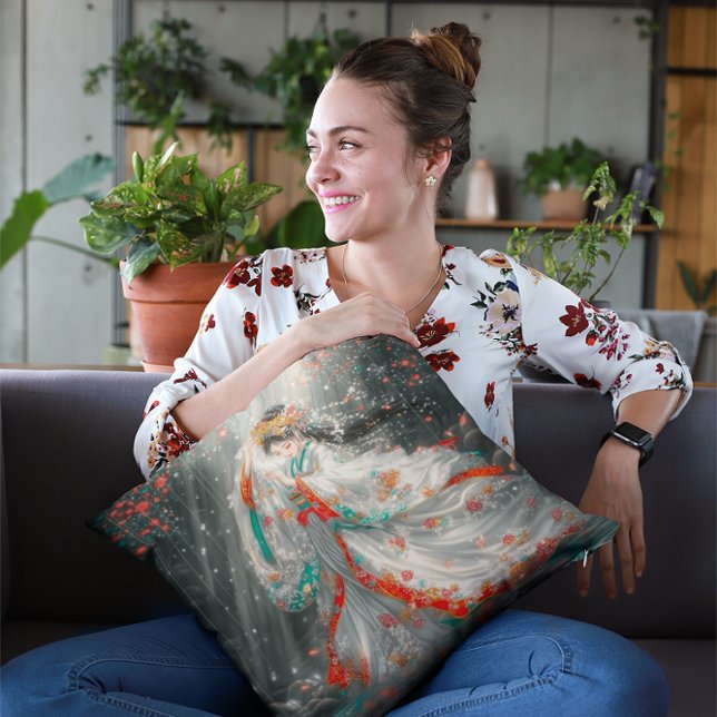 Ethereal Princess in a Fantasy Garden Throw Pillow (Creator Uploaded)