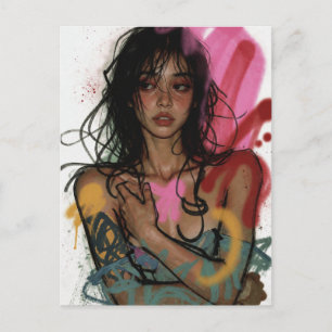 Ethereal Rebel Woman Holiday Postcard