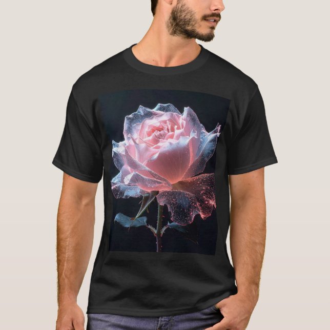 Ethereal Rose Glowing Petals with Sparkling Light T-Shirt (Front)