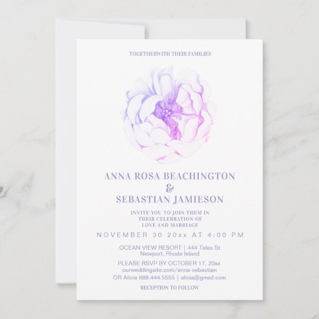 *~* Ethereal ROSE Ombre Floral AR8 RSVP Wedding Invitation (Front)