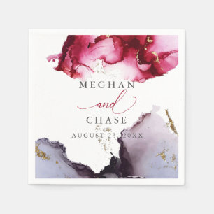 Ethereal Ruby Red and Purple Abstract Napkins