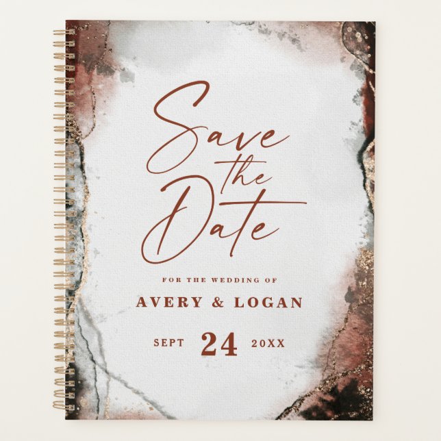 Ethereal Rustic Fall Burnt Orange Wedding Plans Planner (Front)