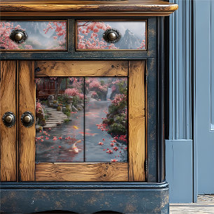 Ethereal Sakura Sanctuary Japanese Koi Stream Tissue Paper