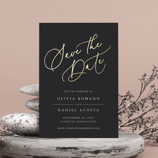 Ethereal Script Foil Save the Date Card (Creator Uploaded)
