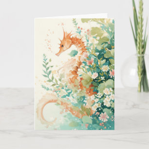 Ethereal Seahorse Among Vibrant Reefs Card