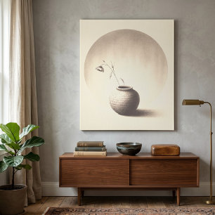 Ethereal Sepia Still Life - Dried Flower in Vase Canvas Print