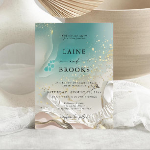 Ethereal Shoreline Minimalist Beach Wedding Invitation