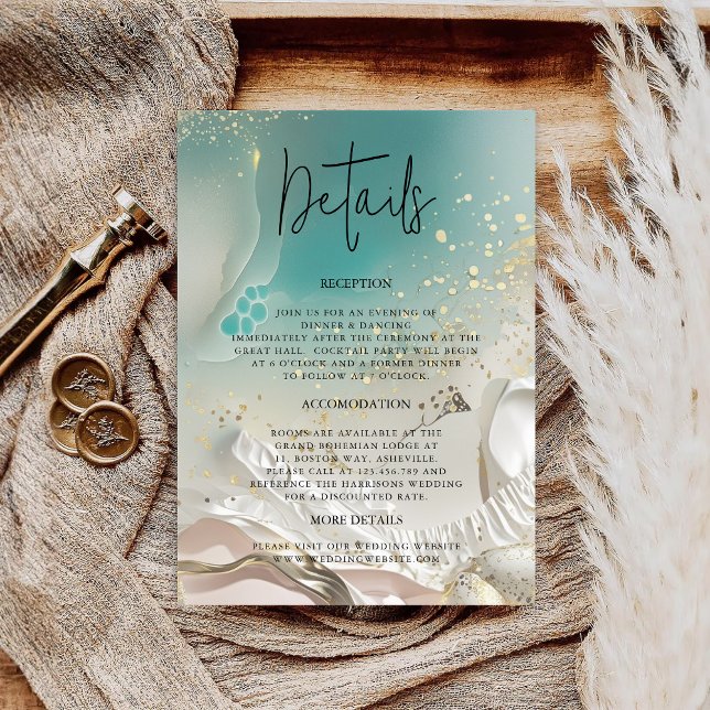 Ethereal Shoreline Minimalist Wedding Details Info Enclosure Card (Creator Uploaded)