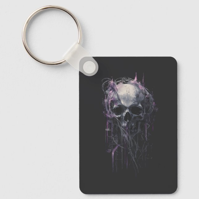 Ethereal Skull Abstract Grunge Dark Art T-Shirt Keychain (Front)