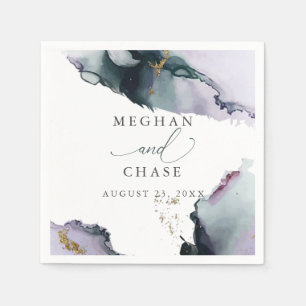 Ethereal Smokey Amethyst and Dusty Blue Abstract Napkin