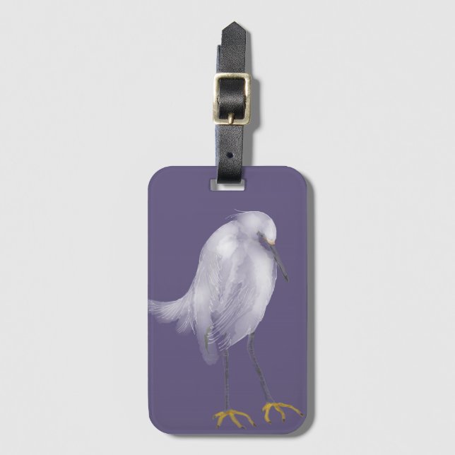 Ethereal Snowy Egret Luggage Tag (Front Vertical)