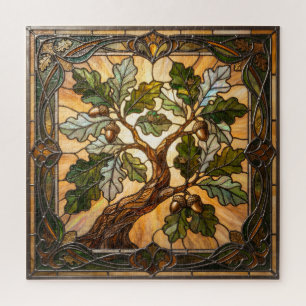 Ethereal Stained Glass Oak Branch  Puzzle