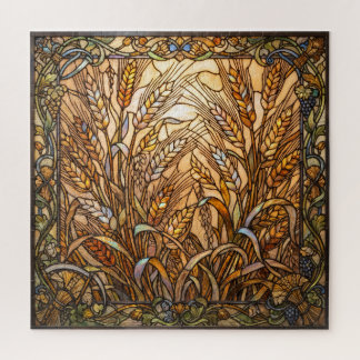 Ethereal Stained Glass Wheat Stalks Puzzle