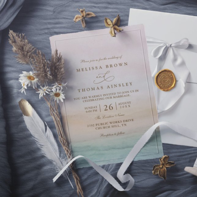 Ethereal Sunset Rustic Elegant Modern Chic Wedding Invitation (Creator Uploaded)