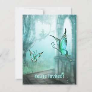 Ethereal Teal Butterfly Garden Event Invitation