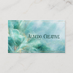 Ethereal Teal Gold Line Abstract Fluid Geometric Business Card
