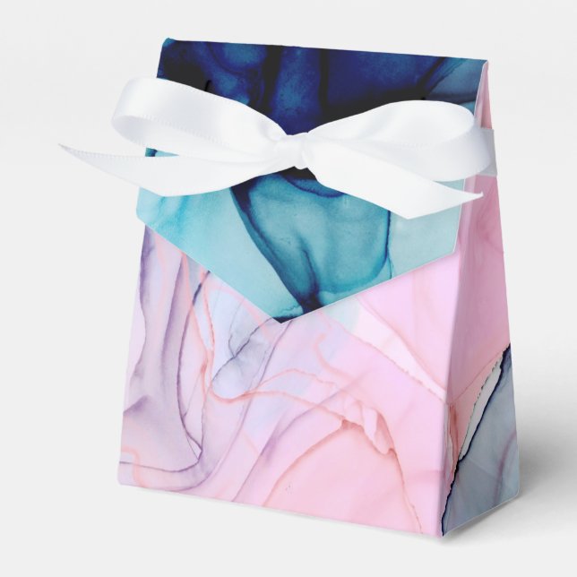 Ethereal Teal Pink Elegant Inky Modern Wedding Favor Box (Front Side)