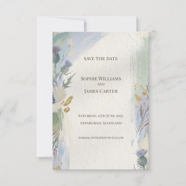 Ethereal Thistle Save the Date Card (Front)