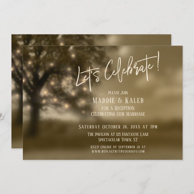 Ethereal Tree w/ Lights Let's Celebrate Reception Invitation (Front/Back)