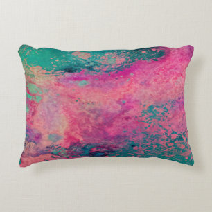 “Ethereal Vellum” – Pink Teal Blue Abstract Accent Pillow