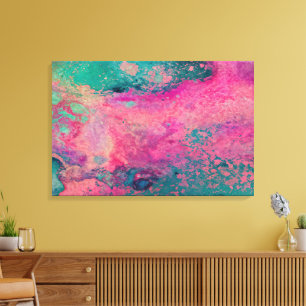 “Ethereal Vellum” – Pink Teal Blue Abstract Canvas Print