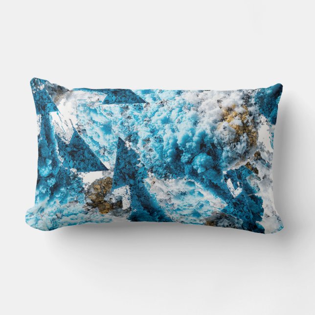 Ethereal Velocity: Geometric Cloud & Arrow Fusion Lumbar Pillow (Front)
