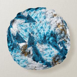 Ethereal Velocity: Geometric Cloud & Arrow Fusion Round Pillow