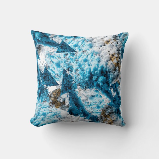 Ethereal Velocity: Geometric Cloud & Arrow Fusion Throw Pillow (Front)