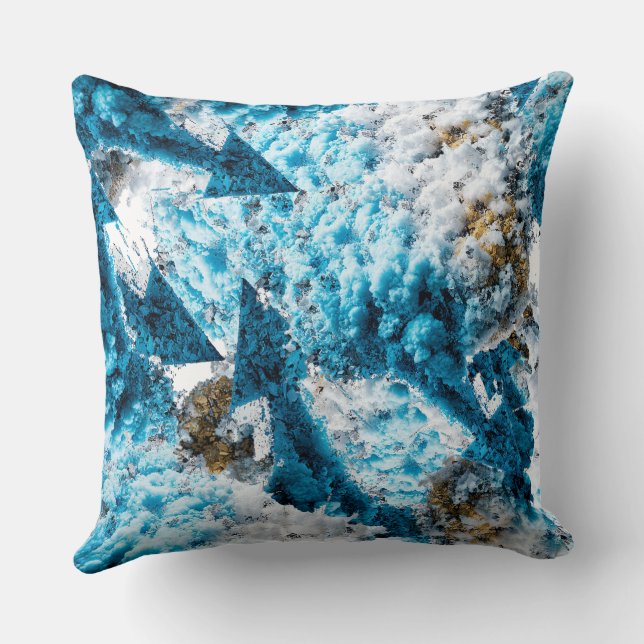 Ethereal Velocity: Geometric Cloud & Arrow Fusion Throw Pillow (Back)