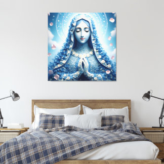 Ethereal Virgin Mary Blue Rose Portrait  Canvas Print