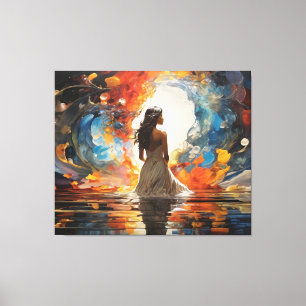 Ethereal Watercolor Abstract Woman in the Water Canvas Print
