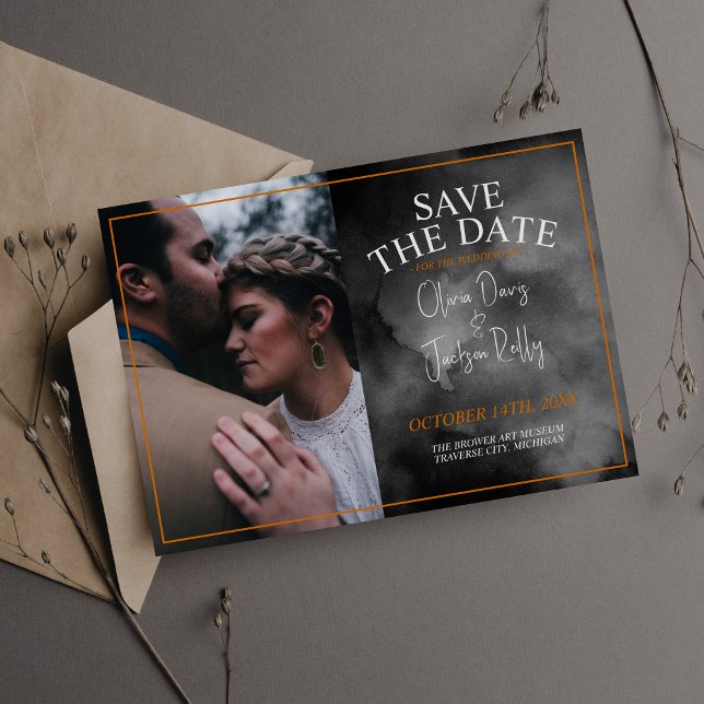 Ethereal Watercolor Black Moody Halloween Gothic Save The Date (Creator Uploaded)