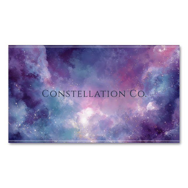 Ethereal Watercolor Galaxy Stardust Magnetic Business Card (Front)