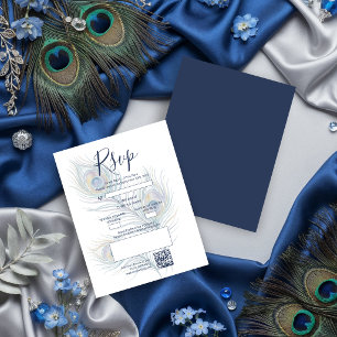 Ethereal Watercolor Wedding Peacock Feathers TLW26 RSVP Card