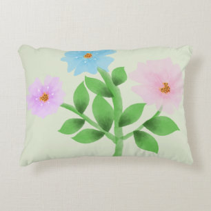 Ethereal Watercolor Wildflower Bouquet - Pastel Fl Accent Pillow
