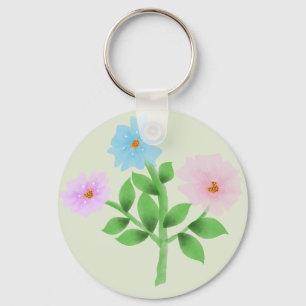 Ethereal Watercolor Wildflower Bouquet - Pastel Fl Keychain