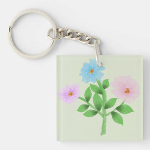 Ethereal Watercolor Wildflower Bouquet - Pastel Fl Keychain
