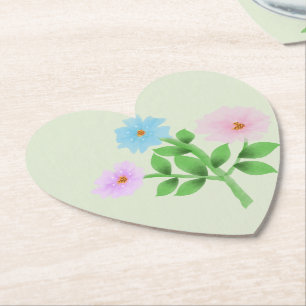 Ethereal Watercolor Wildflower Bouquet - Pastel Fl Paper Coaster