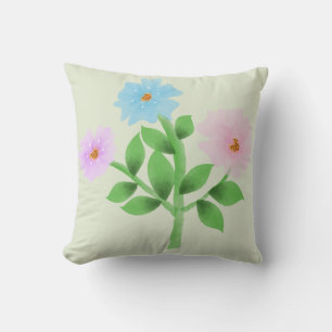 Ethereal Watercolor Wildflower Bouquet - Pastel Fl Throw Pillow