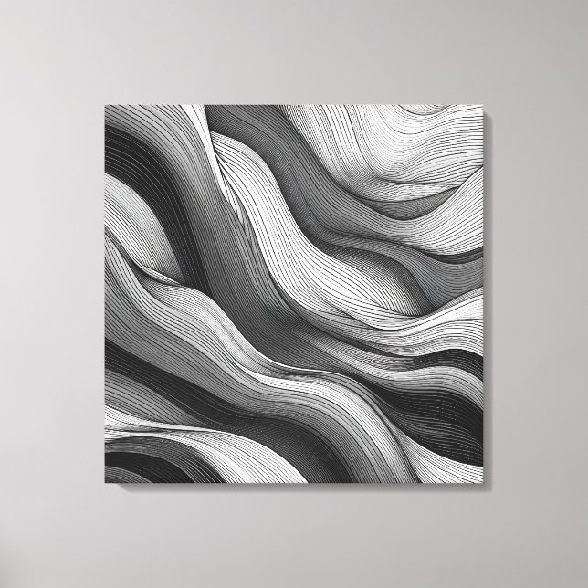 Ethereal Waves: A Dance of Light and Shadow Canvas Print (Front)