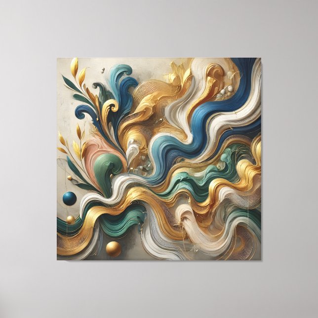Ethereal Waves of Gold – Abstract Fluid Canvas Art (Front)