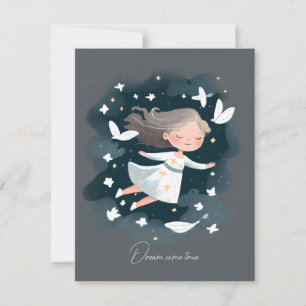 Ethereal White Dress Girl Peaceful Dove Thank You Card
