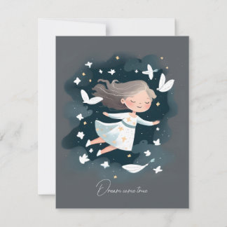 Ethereal White Dress Girl Peaceful Dove Thank You Card