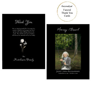Ethereal White Flowers Photo Orthodox Memorial Thank You Card