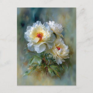 Ethereal White Peonies in Bloom Postcard