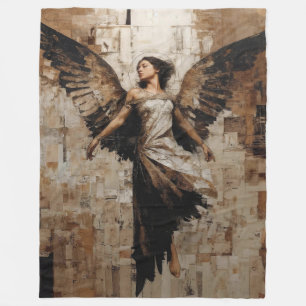 Ethereal Winged Angel Painting in Earth Tones Fleece Blanket